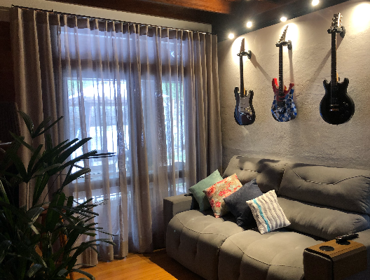 Cortina wave de gaze de linho